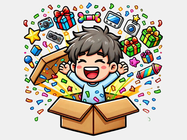 Happy customer enjoying the thrill of unboxing a Mystery Box from mysteryboxonline.de